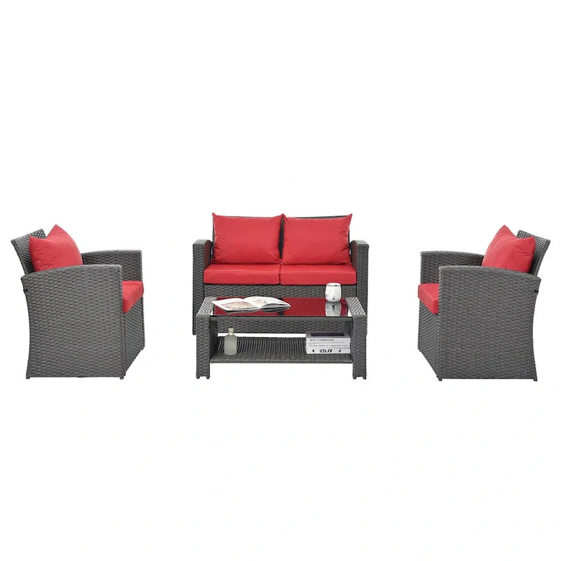 4-Piece Outdoor Patio Furniture Conversation Set