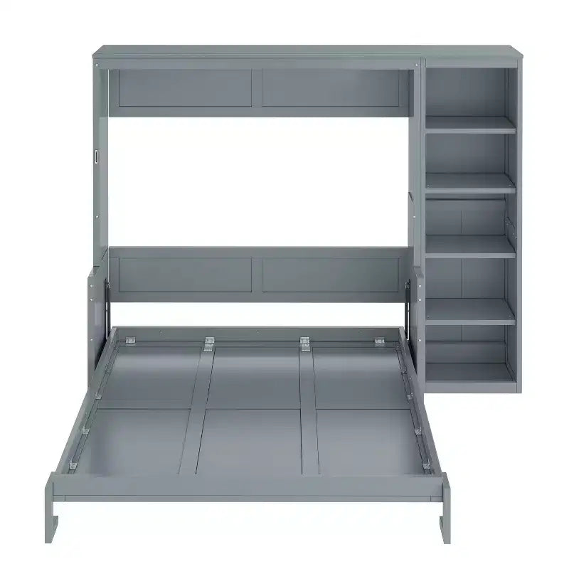 Queen Size Murphy Bed with Desk and Bookshelf