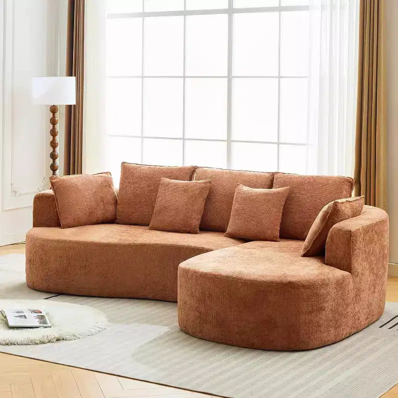 106'' Curved Modular Sectional Sofa with Chaise & Sleeper, Chenille Fabric, No Assembly for Living Room/Apartment/Bedroom