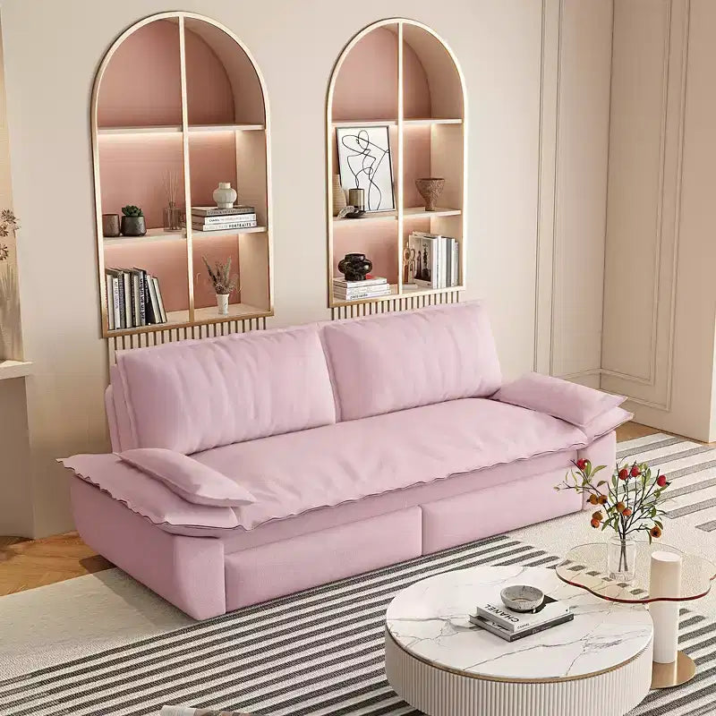 3-in-1 Convertible Queen Sleeper Sofa with Velvet Upholstery