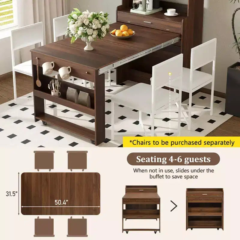 Whisen 33.5 Buffet with Hutch & Foldable Table
