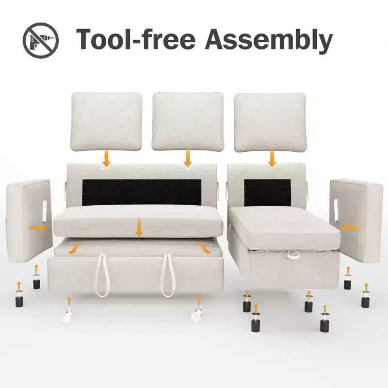 Dyonery 81 Sleeper Sofa Bed, 2 in 1 Pull Out Couch with Reversible Storage Chaise