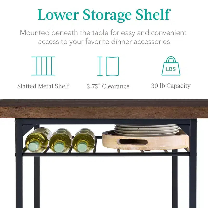 Best Choice Products 3-Piece Modern Dining Set, Square Table & Chairs Set w/ Steel Frame, Built-In Storage Rack
