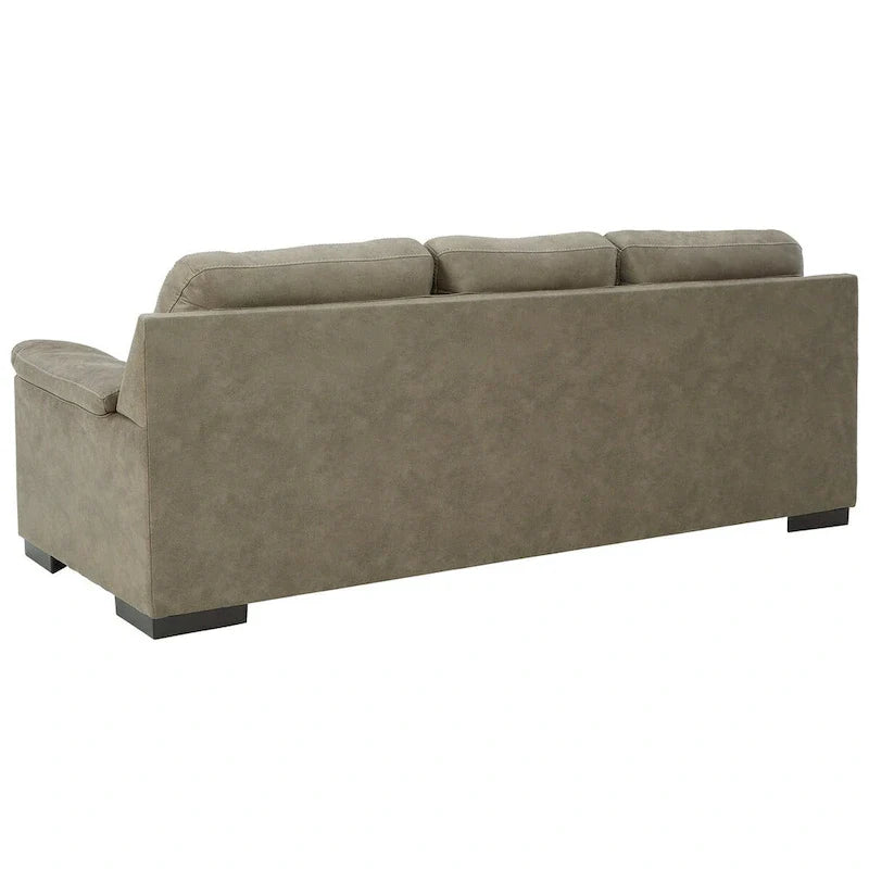 Pebble Brown Faux Leather Sofa with Tufted Styling & Pillow Top Armrests