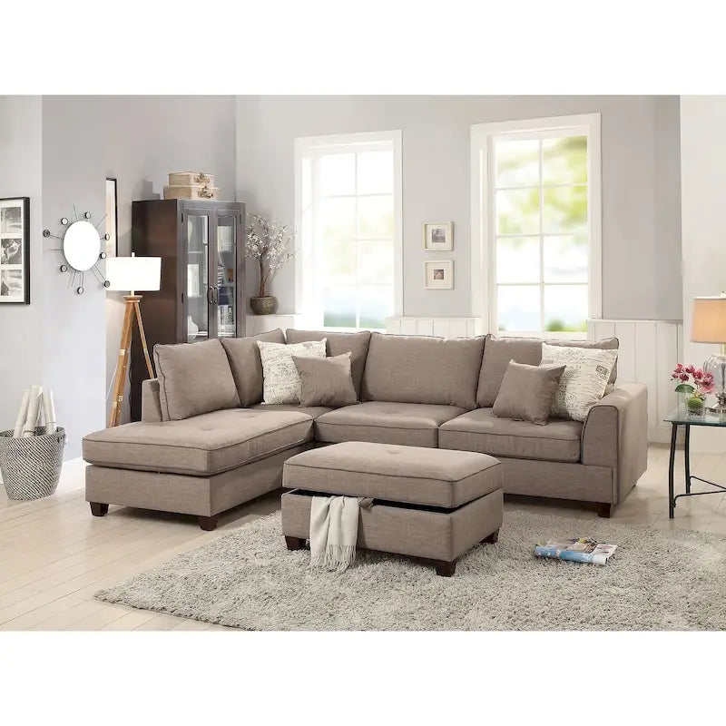 3 Piece Fabric Sectional Sofa