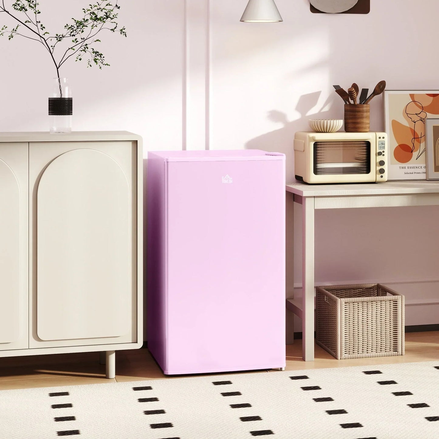 3.2 Cu.Ft Mini Fridge with Freezer, Single Door Compact Refrigerator with Adjustable Thermostat for Bedroom