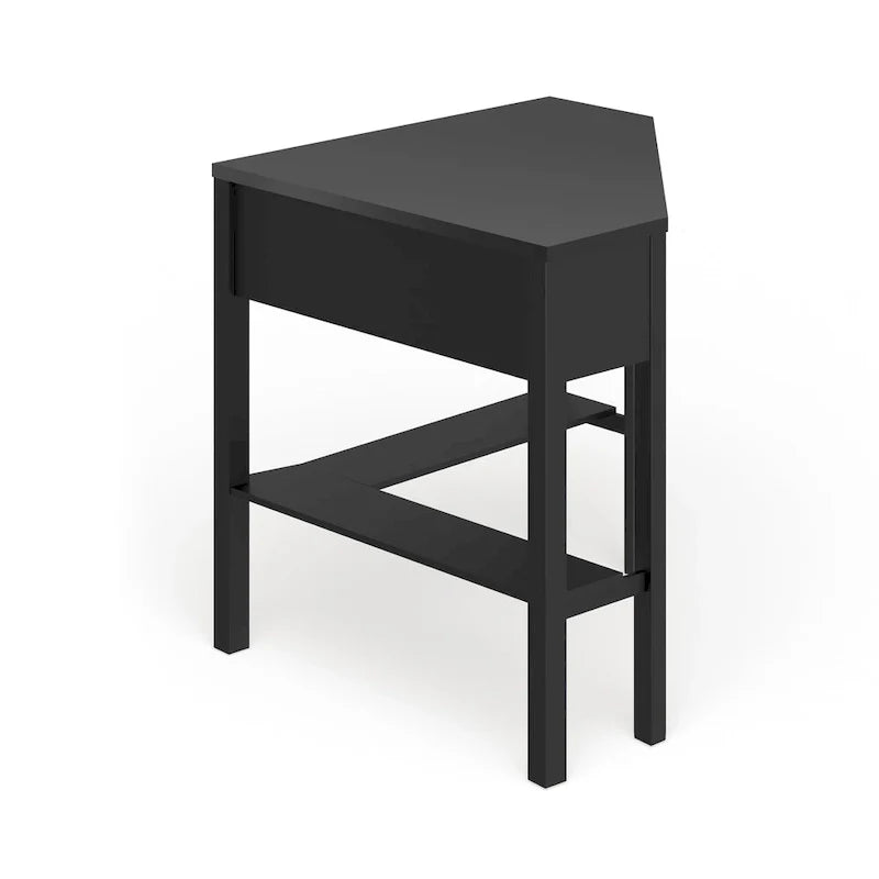 Corner Computer Desk with Drawer & Lower Shelf, Solid Wood & MDF, 42"W x 28"D x 30"H