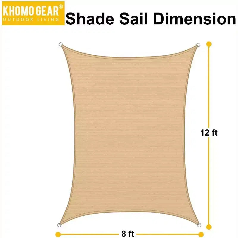 Sun Shade Sail Canopy UV Block  Waterproof Outdoor Shelter for Patio, Deck, Garden - Beige - 8X12
