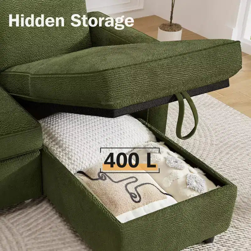 Dyonery 81 Sleeper Sofa Bed, 2 in 1 Pull Out Couch with Reversible Storage Chaise