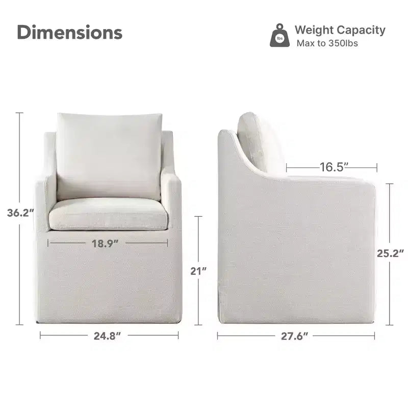 Modern Upholstered Dining Arm Chair with Hidden Casters & Under-Seat Storage
