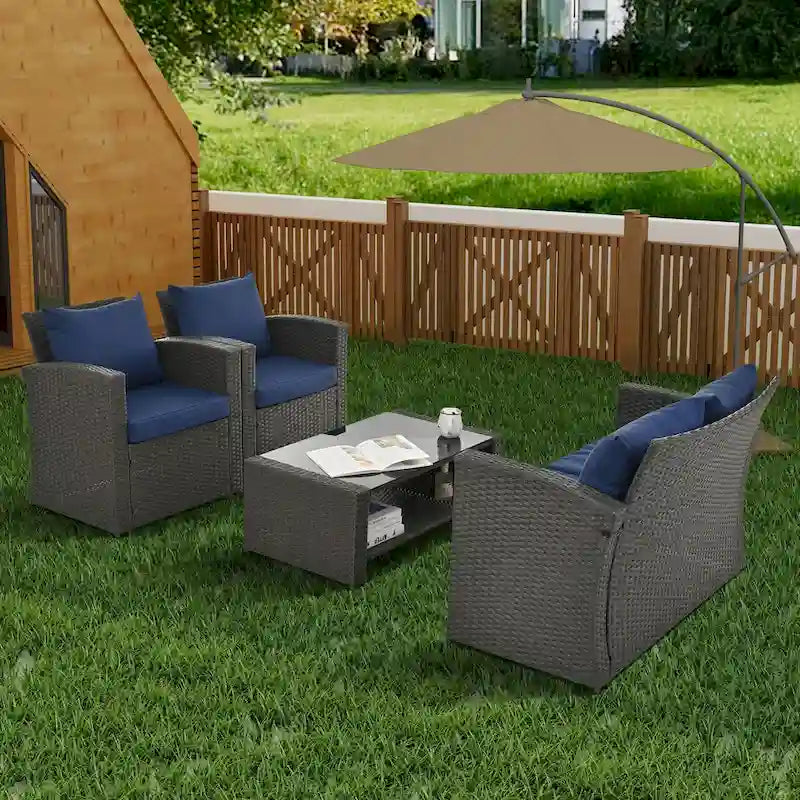 4-Piece Outdoor Patio Furniture Conversation Set