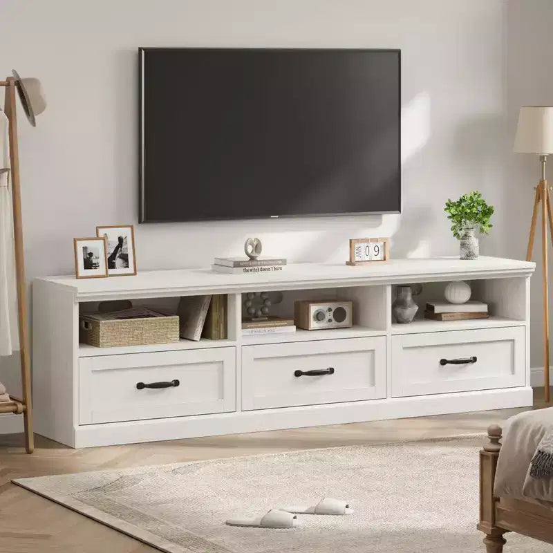 70" TV Stand for TVs up to 80", Mid Century Modern Entertainment Center with Drawers & Shelves