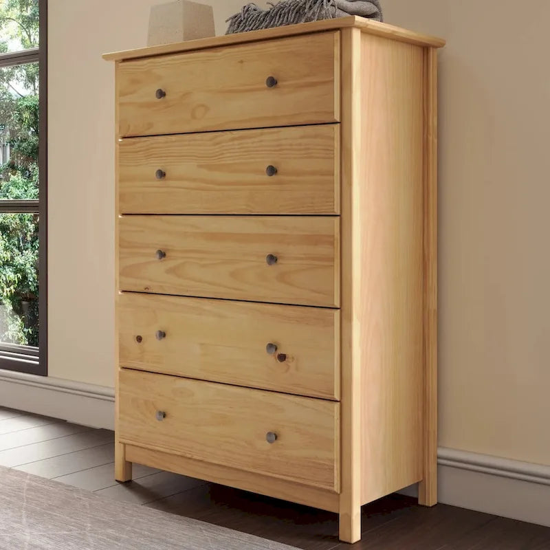 Grain Wood Furniture 5-drawer Solid Wood Chest