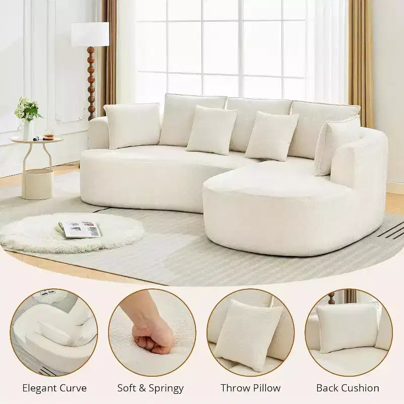 106'' Curved Modular Sectional Sofa with Chaise & Sleeper, Chenille Fabric, No Assembly for Living Room/Apartment/Bedroom
