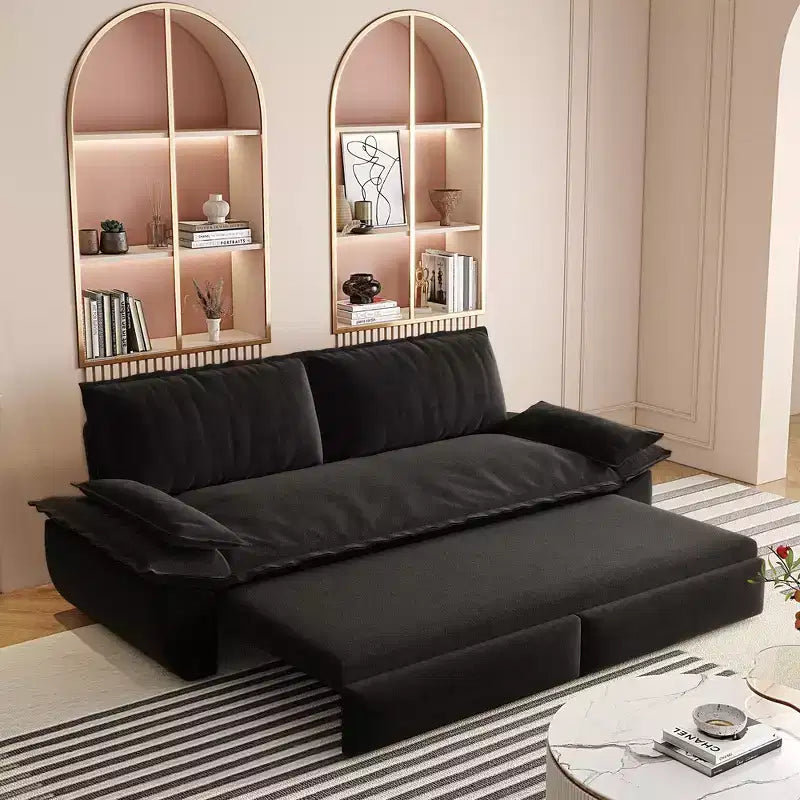 3-in-1 Convertible Queen Sleeper Sofa with Velvet Upholstery