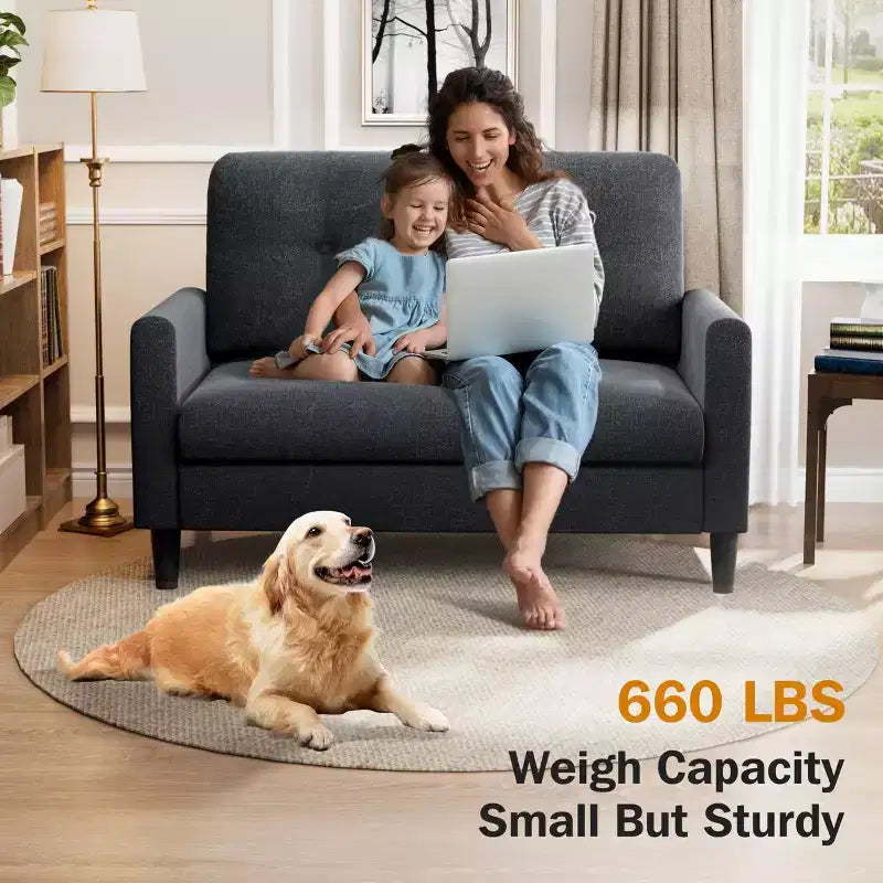 Small Loveseat Sofa, Comfy Couch with Thick Cushions, Tool-Free Assembly Loveseat for Bedroom, Small Loveseat for Small Spaces