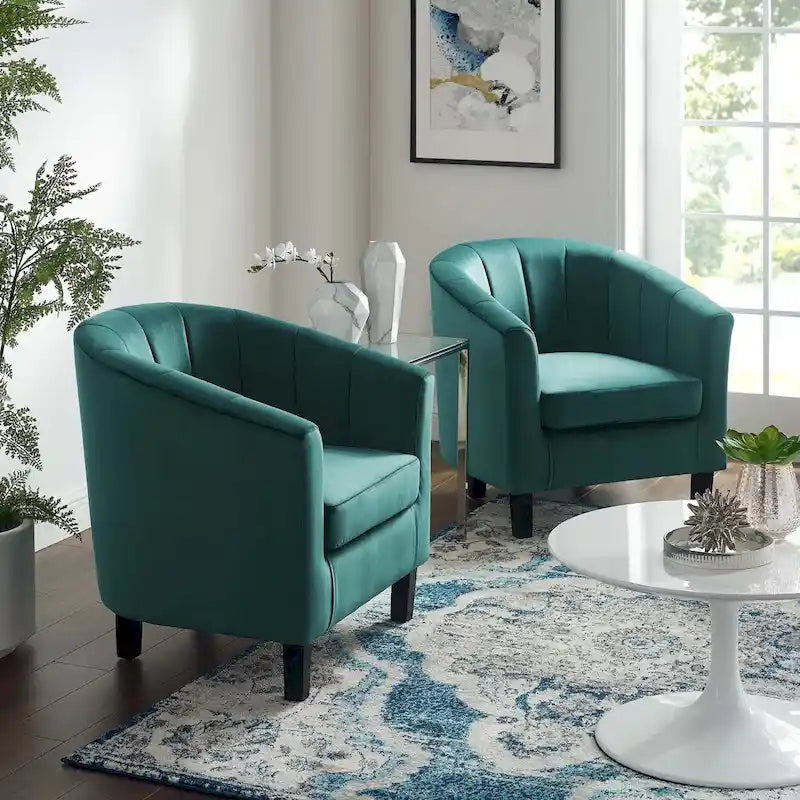 Silver Orchid Streitmann Channel Tufted Velvet Armchair (Set of 2)