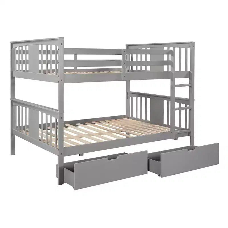 Modern Full over Full Bunk Bed with 2 Drawers