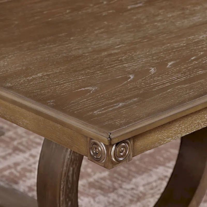 Rustic Oak & Beige 7-Piece Expandable Dining Table Set (Seats 6)