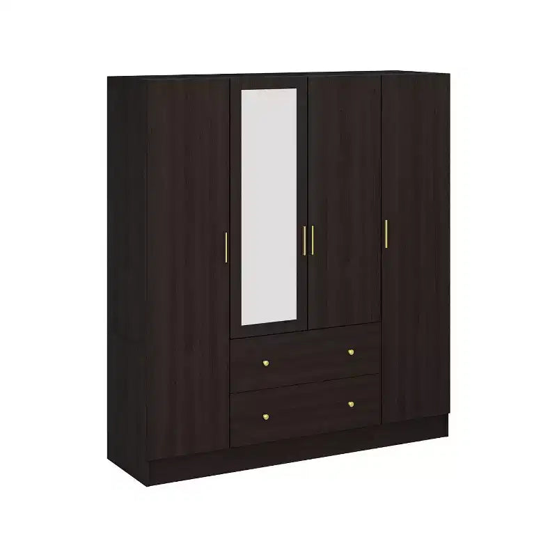 Modern Wardrobe with Mirror Closet Organization Armoire: Sturdy Rails, Smooth Drawers Practical & Stylish