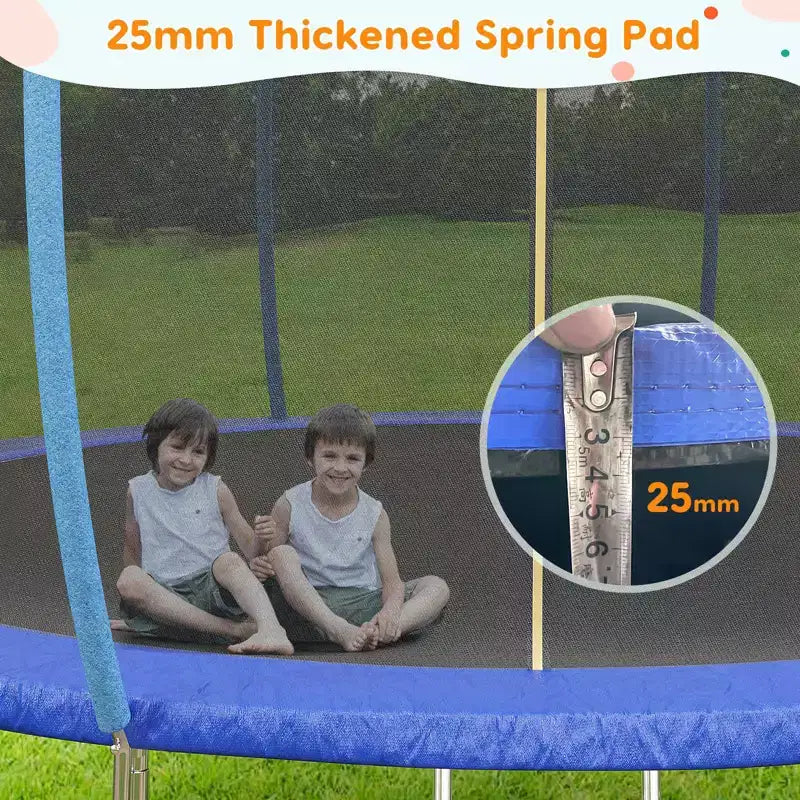 Outdoor Trampoline, 12FT Trampoline with Safety Enclosure - 440Lbs Capacity ASTM F2225-15 Certified No-Gap Net Rust-Resistant for Kids Adults