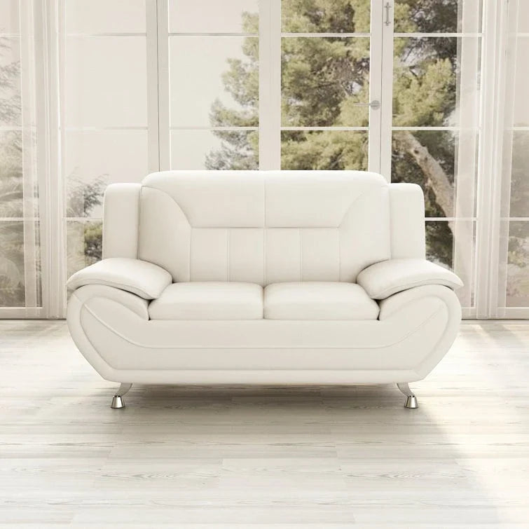61.3-Inch Faux Leather Pillow Top Arm Loveseat