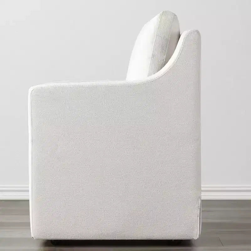 Modern Upholstered Dining Arm Chair with Hidden Casters & Under-Seat Storage