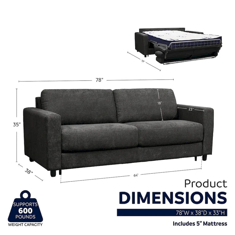 78 in. Full Sleeper Sofa with Memory Foam Mattress