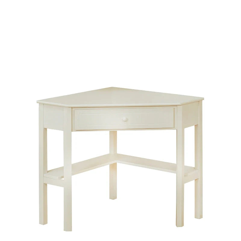 Corner Computer Desk with Drawer & Lower Shelf, Solid Wood & MDF, 42"W x 28"D x 30"H