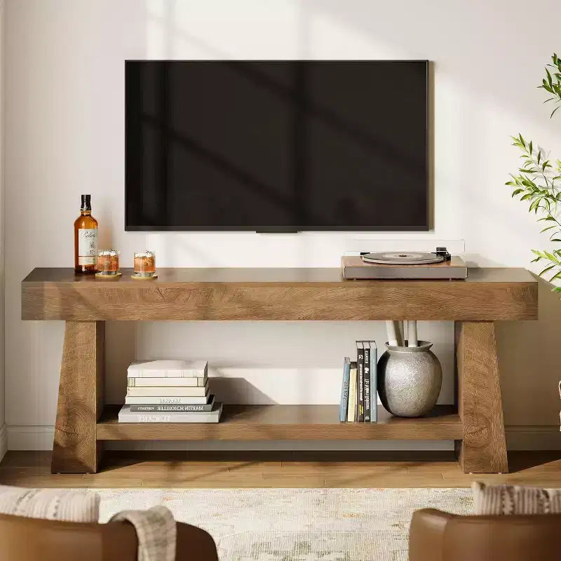 Lantine 63-Inch TV Stand for 55/60/65/70-Inch TVs, 2-Tier Wooden Entertainment Center, Media Console Table for Living Room, Bedroom