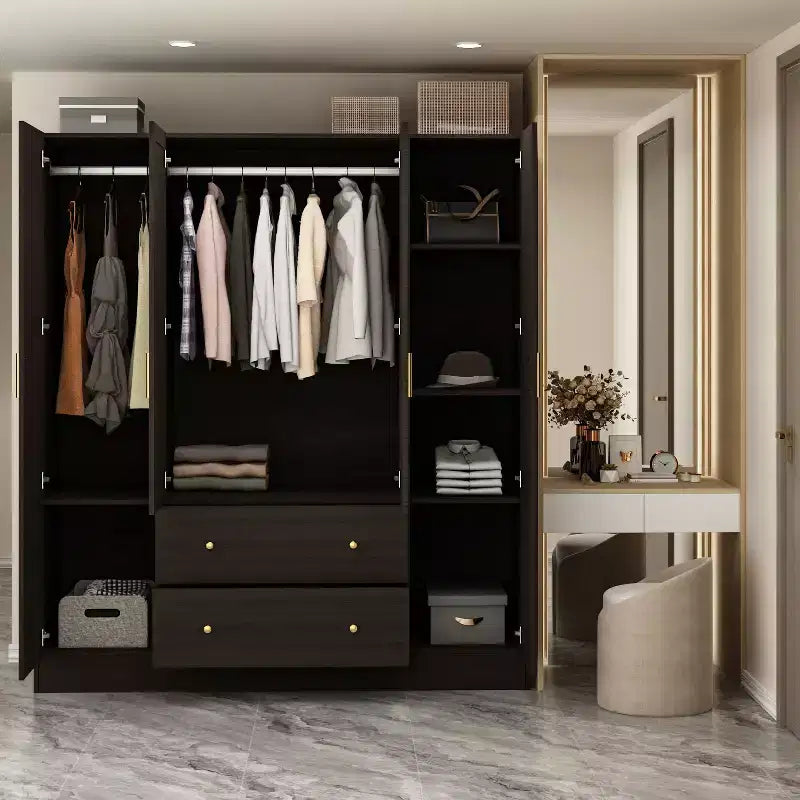 Modern Wardrobe with Mirror Closet Organization Armoire: Sturdy Rails, Smooth Drawers Practical & Stylish