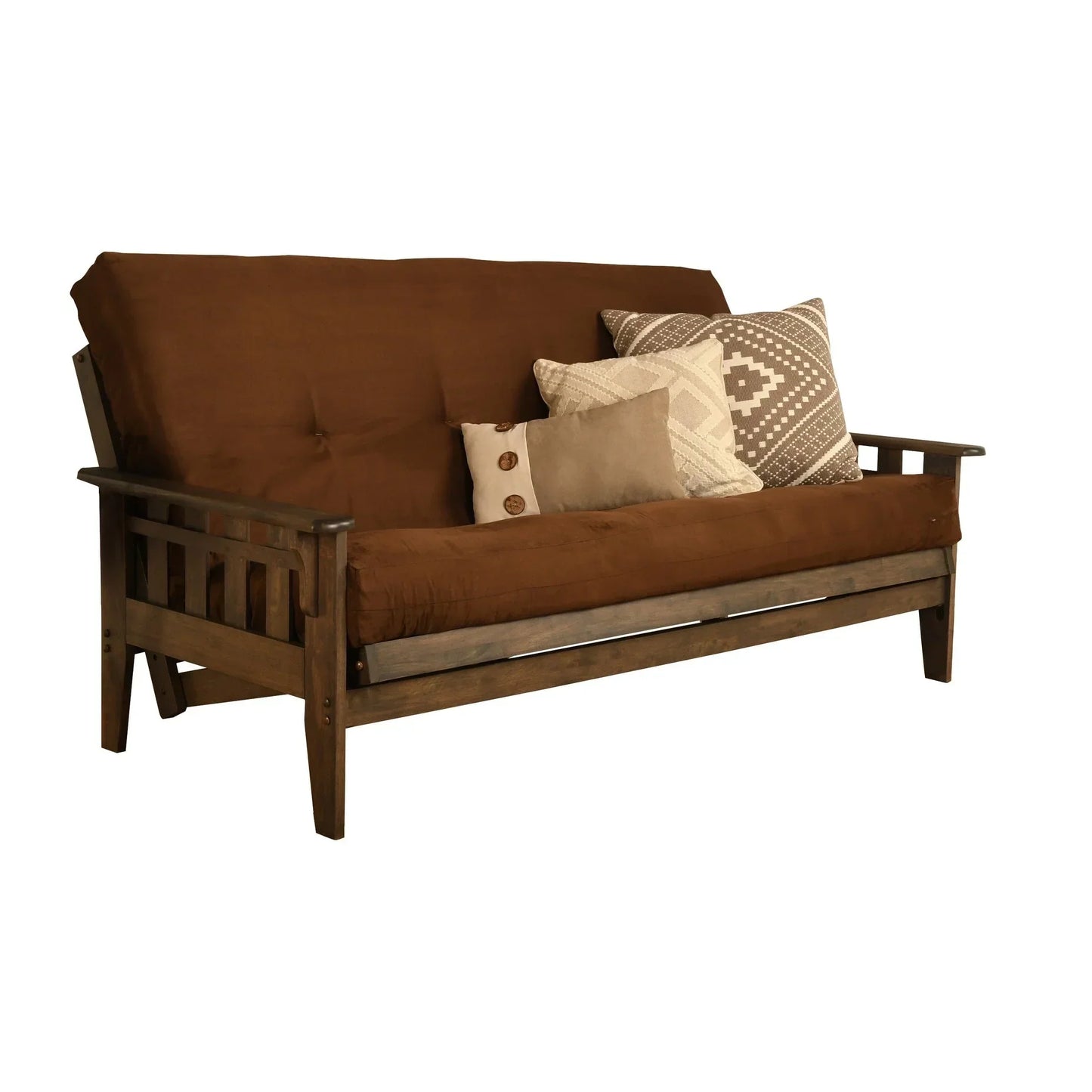Full-size Rustic Walnut Futon Set with Mattress