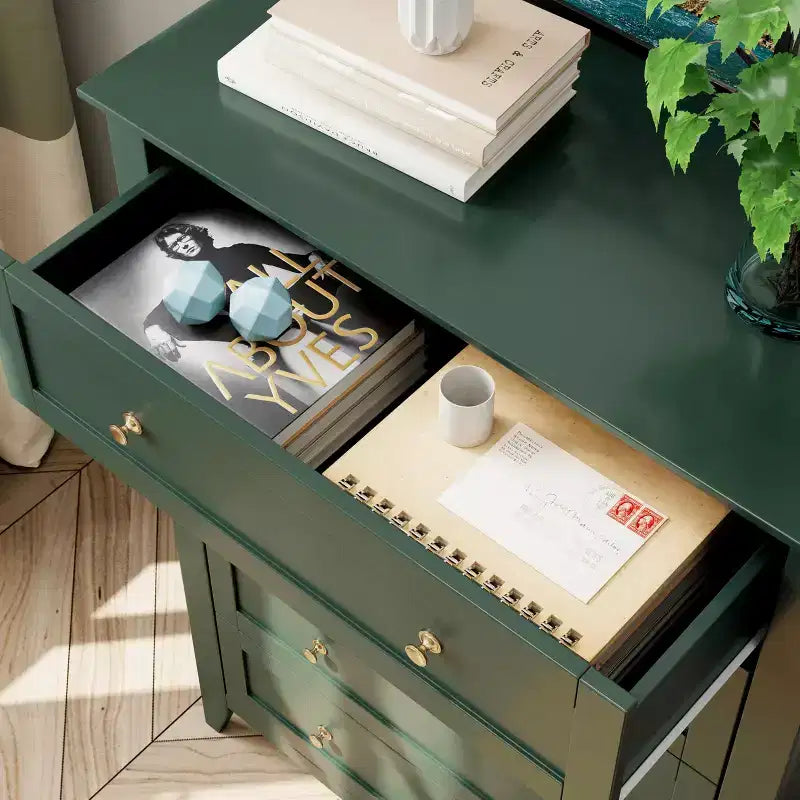 Tall 5 Drawer Dresser with Deep Drawers Metal Knobs Modern Wooden Chest of Drawers for Bedroom Entryway Hallway