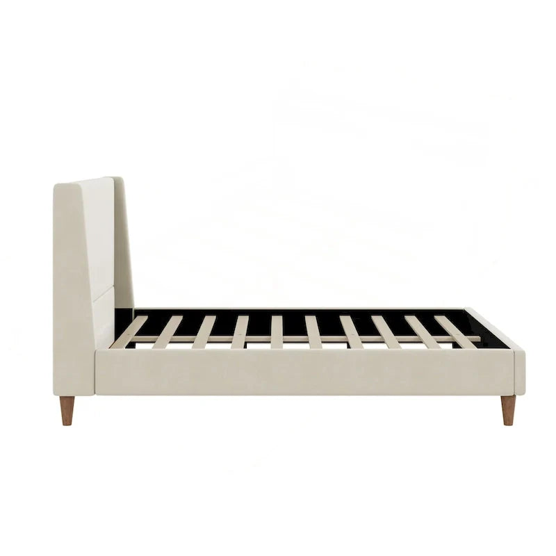 Luxurious Velvet Upholstered Platform Bed with Stylish Headboard
