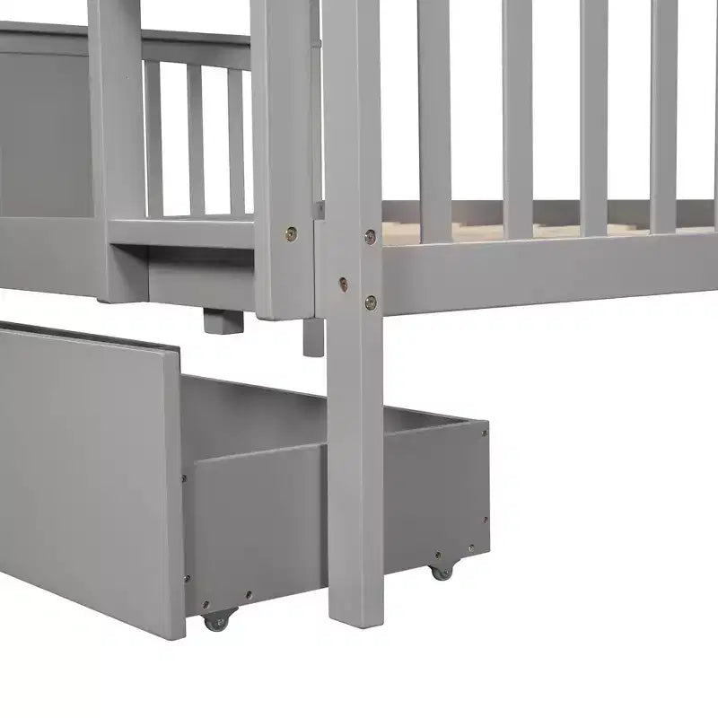 Modern Full over Full Bunk Bed with 2 Drawers