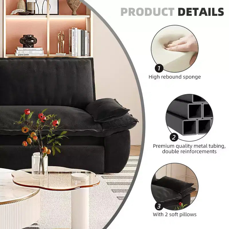 3-in-1 Convertible Queen Sleeper Sofa with Velvet Upholstery