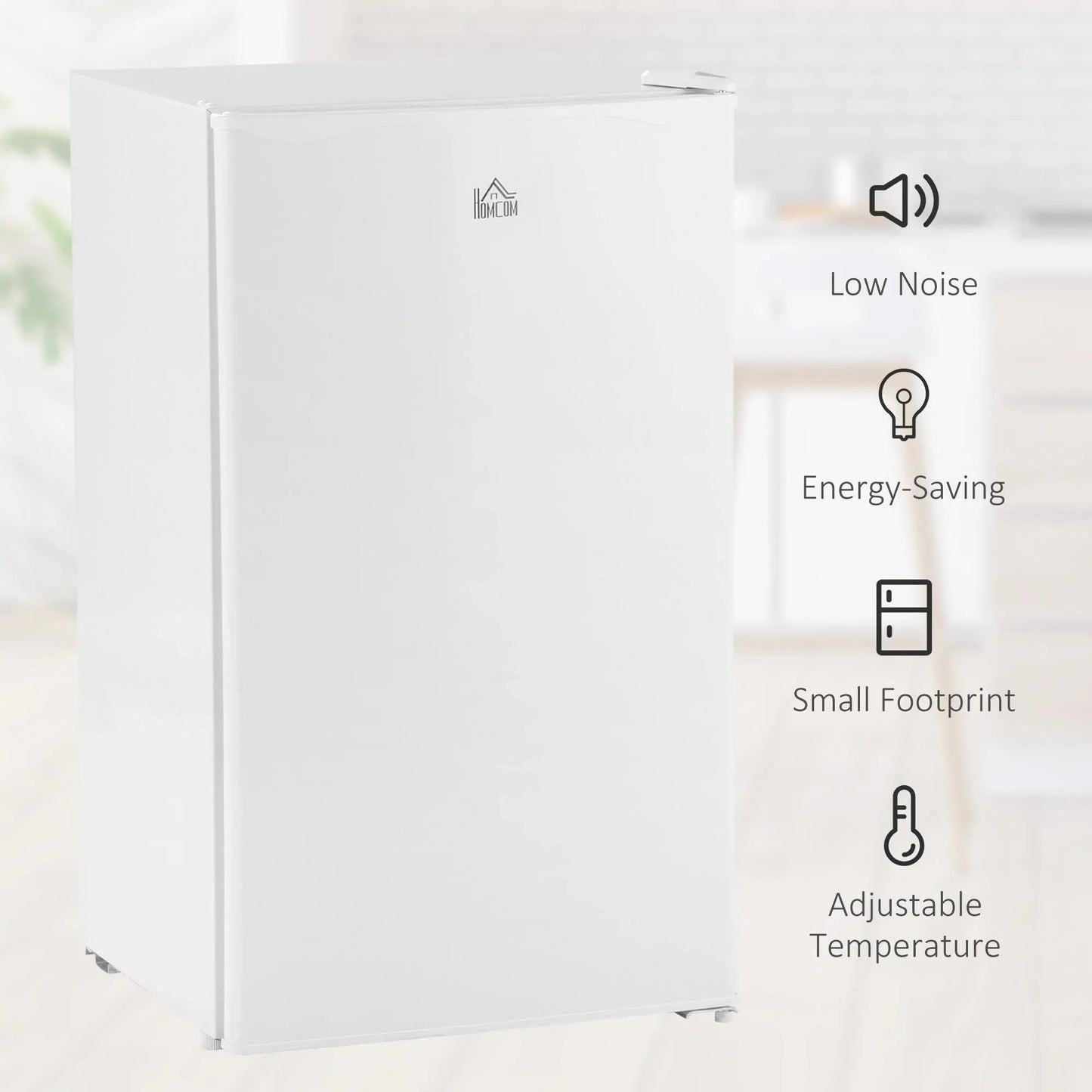 3.2 Cu.Ft Mini Fridge with Freezer, Single Door Compact Refrigerator with Adjustable Thermostat for Bedroom