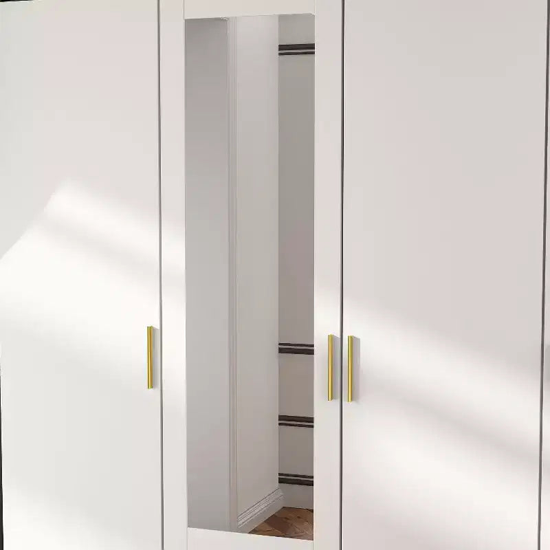 Modern Wardrobe with Mirror Closet Organization Armoire: Sturdy Rails, Smooth Drawers Practical & Stylish