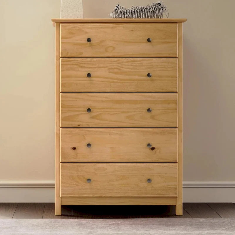 Grain Wood Furniture 5-drawer Solid Wood Chest