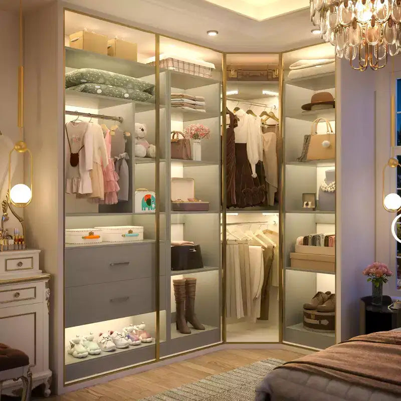 Corner Closet Organizer System with 2 Drawers
