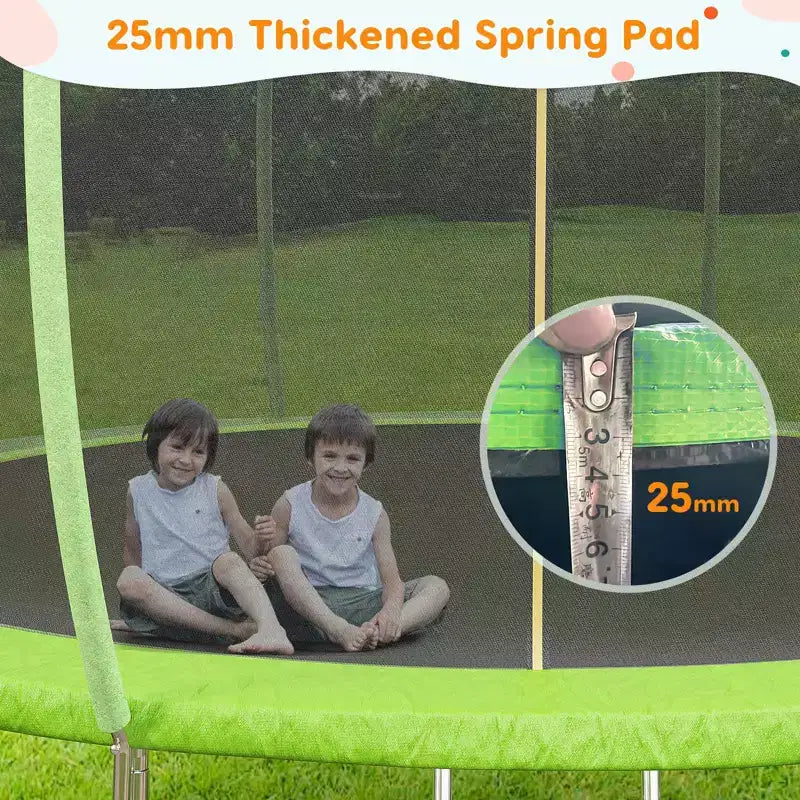 Outdoor Trampoline, 12FT Trampoline with Safety Enclosure - 440Lbs Capacity ASTM F2225-15 Certified No-Gap Net Rust-Resistant for Kids Adults