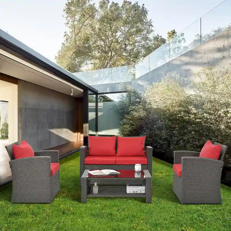 4-Piece Outdoor Patio Furniture Conversation Set