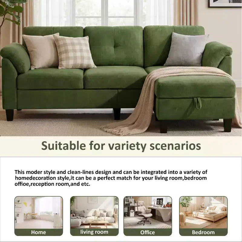 76.4-Inch Modern Three-Seater Sofa with Armrests and Pillows in Chenille Beige
