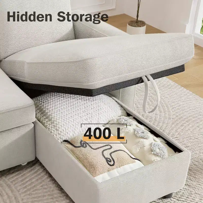 Dyonery 81 Sleeper Sofa Bed, 2 in 1 Pull Out Couch with Reversible Storage Chaise