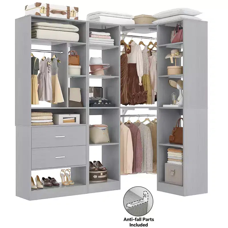 Corner Closet Organizer System with 2 Drawers