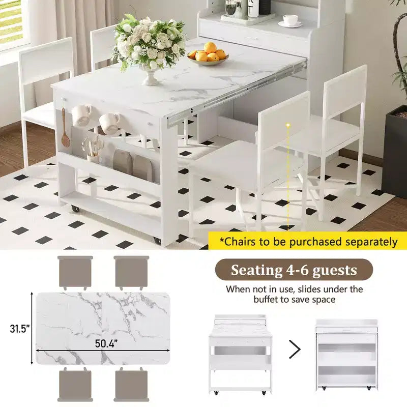 Whisen 33.5 Buffet with Hutch & Foldable Table
