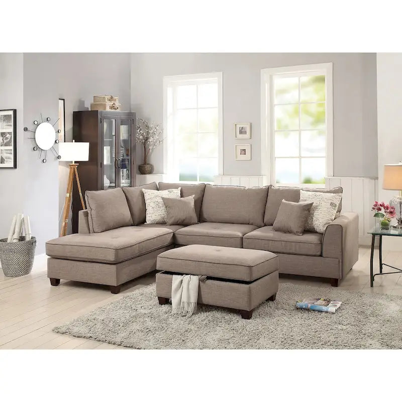 3 Piece Fabric Sectional Sofa