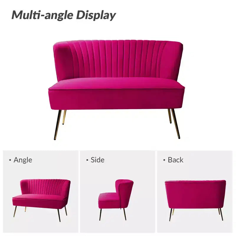 Velvet Nicolas Loveseat Chair Contemporary 2-Seater Sofa for Living Room and Bedroom Tufted Back Loveseat | Karat Home