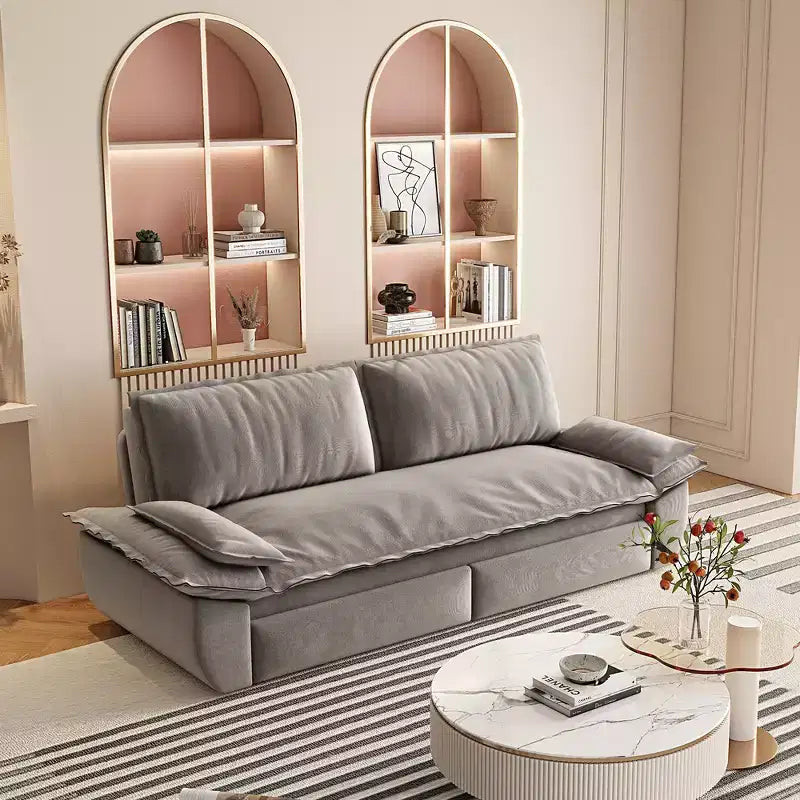 3-in-1 Convertible Queen Sleeper Sofa with Velvet Upholstery