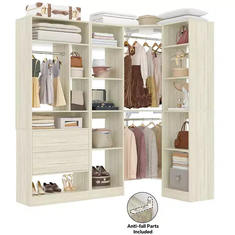Corner Closet Organizer System with 2 Drawers